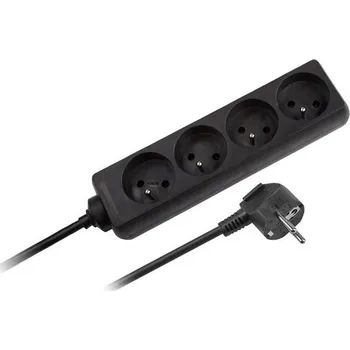 Prodlužovací kabel Prodlužovací kabel 4 zásuvky, 1,5m, černý (3x1mm) REBEL