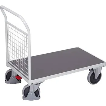 Plošinový vozík Plošinový vozík VARIOfit s jedním madlem s drátěnou výplní, 1200 x 800 mm, nosnost 500 kg, barva světle šedá RAL7035