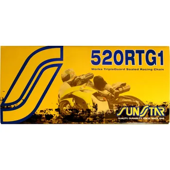 Řetězová sada pro motocykl řetěz 520RTG1, SUNSTAR (x-kroužek, barva zlatá, 102 článků)