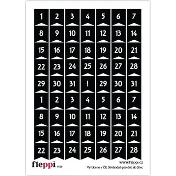 Diář Fleppi Samolepky - Čísla dní - vlaječky leské