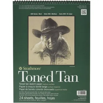 Skicák Strathmore 400 Toned Tan - kroužková vazba 28 x 35,6 cm (118 g/m2, 24 listů)