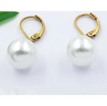 Náušnice Náušnice z chirurgické oceli s bílou perličkou 21024