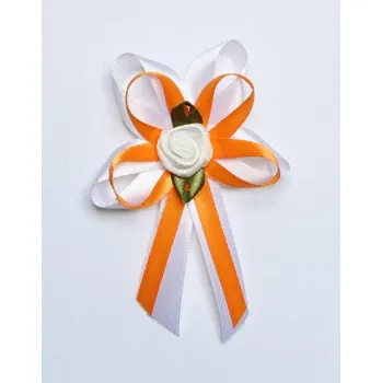 Svatební dekorace Svatba-eshop Vývazek pro svědky a rodiče bílo oranžový - velké svatební vývazky, voničky pro rodinu a svědky