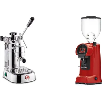 Kávovar La Pavoni Professional Lusso + Eureka Helios 65, ferrari red
