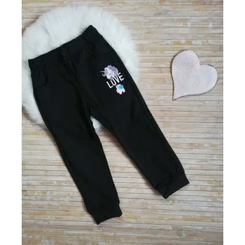 KUGO DÍVČÍ TEPLÁKY JEDNOROŽEC TM7202B Barva: Černá, Velikost: 116