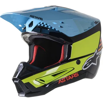 Helma na motorku Přilba S-M5 SPEED 2022, ALPINESTARS (černá/žlutá fluo/světlá modrá lesklá) - M