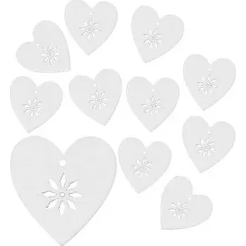 Samolepicí dřevěné bílé SRDCE s květinou 3049, 12 ks