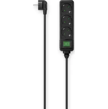 Prodlužovací kabel Hama prodlužovací přívod s vypínačem, 3x zásuvka schuko, 3 m, černý