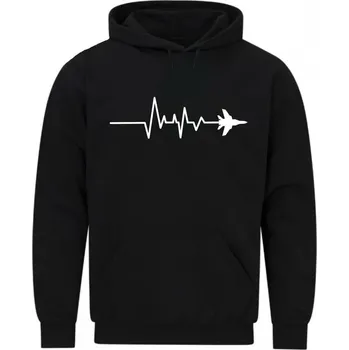 Pánská mikina Pánská mikina Kardiogram a Stíhačka (Skladem S-5XL) (Velikost: 5XL, Barva: Černá)