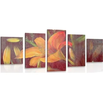 Obraz Dovido 5-dílný obraz rozkvět oranžové lilie