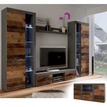 Obývací stěna Obývací stěna RUMBA XL + komoda 2F2S | 300 + 156,4 cm | old wood style/matera