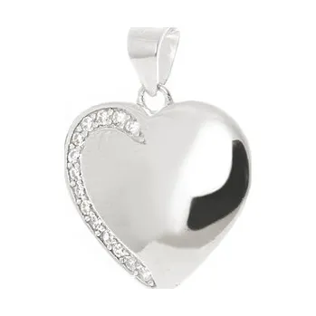 Přívěsek Stříbrný přívěšek srdce se zirkony 76113F