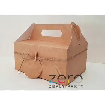 Krabička papírová s uchem 190 x 140 x 90 mm + ozdoby - přírodní