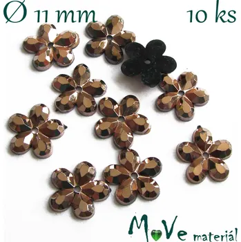 umělá květina Květina plast 11mm našívací 10 ks hnědá