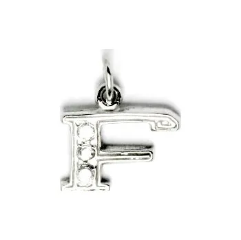 Přívěsek Stříbrný přívěsek písmeno F čiré zirkony - P1106 (Stříbrné písmenko F , abeceda)