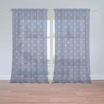 Záclona Záclony Srdíčka na modré: 2 ks - 150x250 cm - Sablio