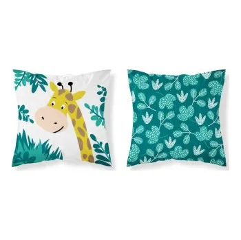 Dekorativní polštářek Dětský potah na polštář 40x40 cm - Žirafa / modrá