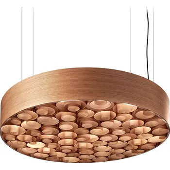 LZF Kruhové sofistikované závěsné svítidlo ze dřeva Spiro Dekor: Přírodní třešňové dřevo, Barva svítidla: Přírodní třešňové dřevo SPRO SM 21 LED DIMDALI Kruhové sofistikované závěsné svítidlo ze dřeva Spiro Medium
