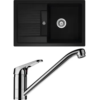 Granitový dřez Set Schock S30-6 (dřez Lima D-100S Nero + baterie Cosmo Chrom)