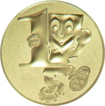 Emblém fotbalista s číslem "1", pr. 25 mm, zlato
