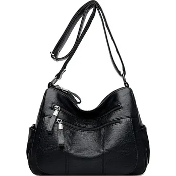 Kabelka Dámská kožená kabelka FLY FF359 Barva: Černá, Velikost: 30cm 11cm 21cm