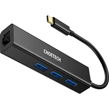 USB hub ChoeTech 4-in-1 USB-C to RJ45 GLAN Adapter