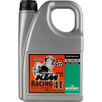 Motorový olej Plně syntetický vysoce výkonný závodní motorový olej speciálně pro závodní motory KTM MOTOREX KTM RACING 4T 20W/60 balení 4 litry (oleje, maziva pro motocykly)