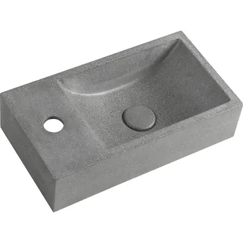 Umyvadlo Sapho CREST L betonové umývátko, nástěnné, včetně výpusti, 40x22cm, černý granit