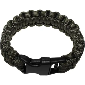 Vybavení pro přežití Náramek PARACORD OLIV L, 19 mm (Náramek pro přežití PARACORD BRACELET, spletený z pevné padákové šňůry.)