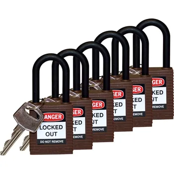 Visací zámek Nylonové visací zámky, s nylonovým třmenem, BJ = 6 kusů, hnědé