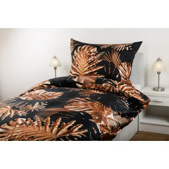 Povlečení JAN peří Povlečení bavlněný satén - Monstera - Povlečení bavlněný satén - Monstera - souprava povlečení 70x90 + 140x200