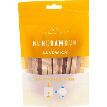 Pamlsek pro psa Huhubamboo kuřecí sandwich s treskou 75g