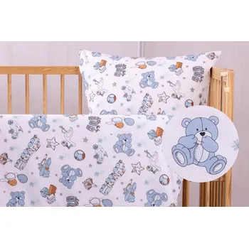 Povlečení JAN peří Luxusní dětské povlečení do postýlky - renforcé - medvídci modří - Dětské povlečení do postýlky 60x45/135x90 - medvídci modří