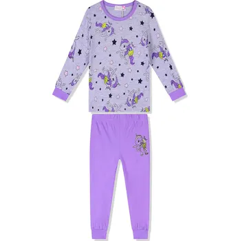 Dětská móda Dívčí pyžamo - KUGO MP1326, šedá / fialková Barva: Šedá, Velikost: 86-92