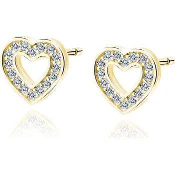 Náušnice Pozlacené náušnice SRDÍČKA 8x8mm se Zirkony Ag 925/1000
