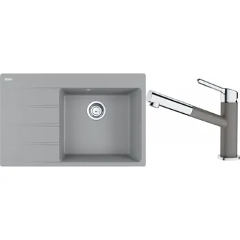 Granitový dřez Set Franke (dřez CNG 611-78 TL/7 Šedý kámen + baterie FC 3055.084 ORBIT Chrom/Šedý kámen) + 5 % sleva v košíku s kódem SLEVA5
