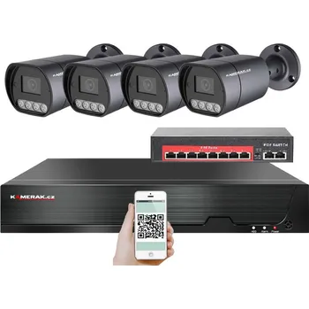 Kompletní kamerový systém IP 4 kamerový set s externím PoE XM-410B-Ext. 4MPx, CZ menu