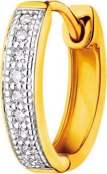 Zlatá kusová náušnice s diamanty - kroužek - 0,02 ct - ryzost 585 - 160.244