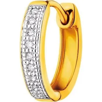 Náušnice Zlatá kusová náušnice s diamanty - kroužek - 0,02 ct - ryzost 585 - 160.244