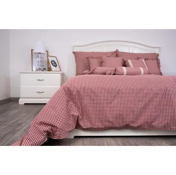 Povlečení Bavlněné povlečení PEPITO kostička BORDÓ 140x200,70x90