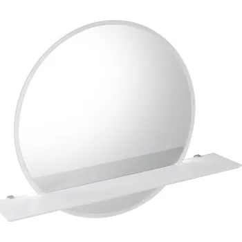 Zrcadlo Sapho VISO kulaté zrcadlo s LED osvětlením a policí ø 60cm, bílá mat