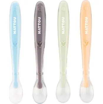 Příbor Nattou lžičky silikonové s měkkým koncem 4 ks