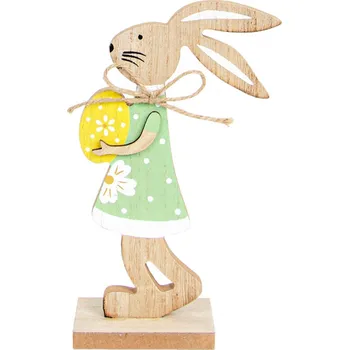 Velikonoční dekorace Velikonoční zajíček STELINKA zelená dřevěný 17x7 cm