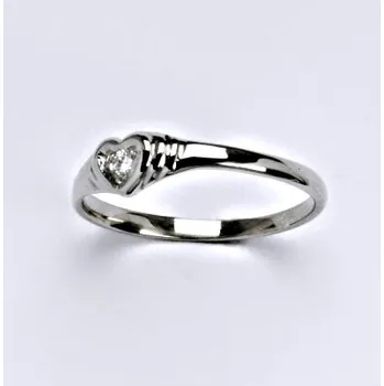 Prsten Zlatý prsten srdíčko čirý zirkon - T1483 - bílé zlato (Prstýnek se zirkonem v bílém zlatě)