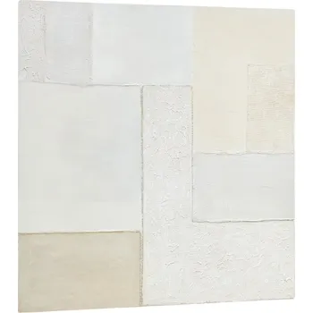 Obraz Bílý abstraktní obraz Kave Home Pineda 100 x 100 cm