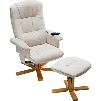 Křeslo Relaxační masážní křeslo s podnožkou RONAN, béžové + vyzvednutí ZDARMA