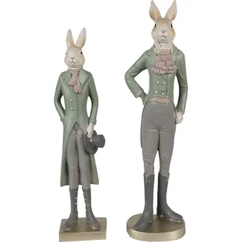 Bytová dekorace Dekorace králík elegán v zeleném fraku s kloboukem - 9*7*36 cm