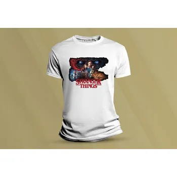 Chlapecké tričko Dětské bavlněné tričko Stranger Things. Bílá velikost S