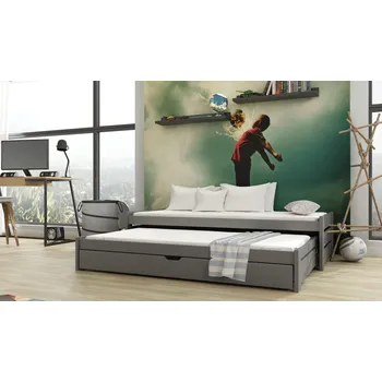 Postel Postel Anis s výsuvným lůžkem a úložným prostorem masiv 90 x 200 cm grafit