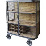 Černá komoda/vinotéka na kolečkách Elaina - 94*49*116 cm